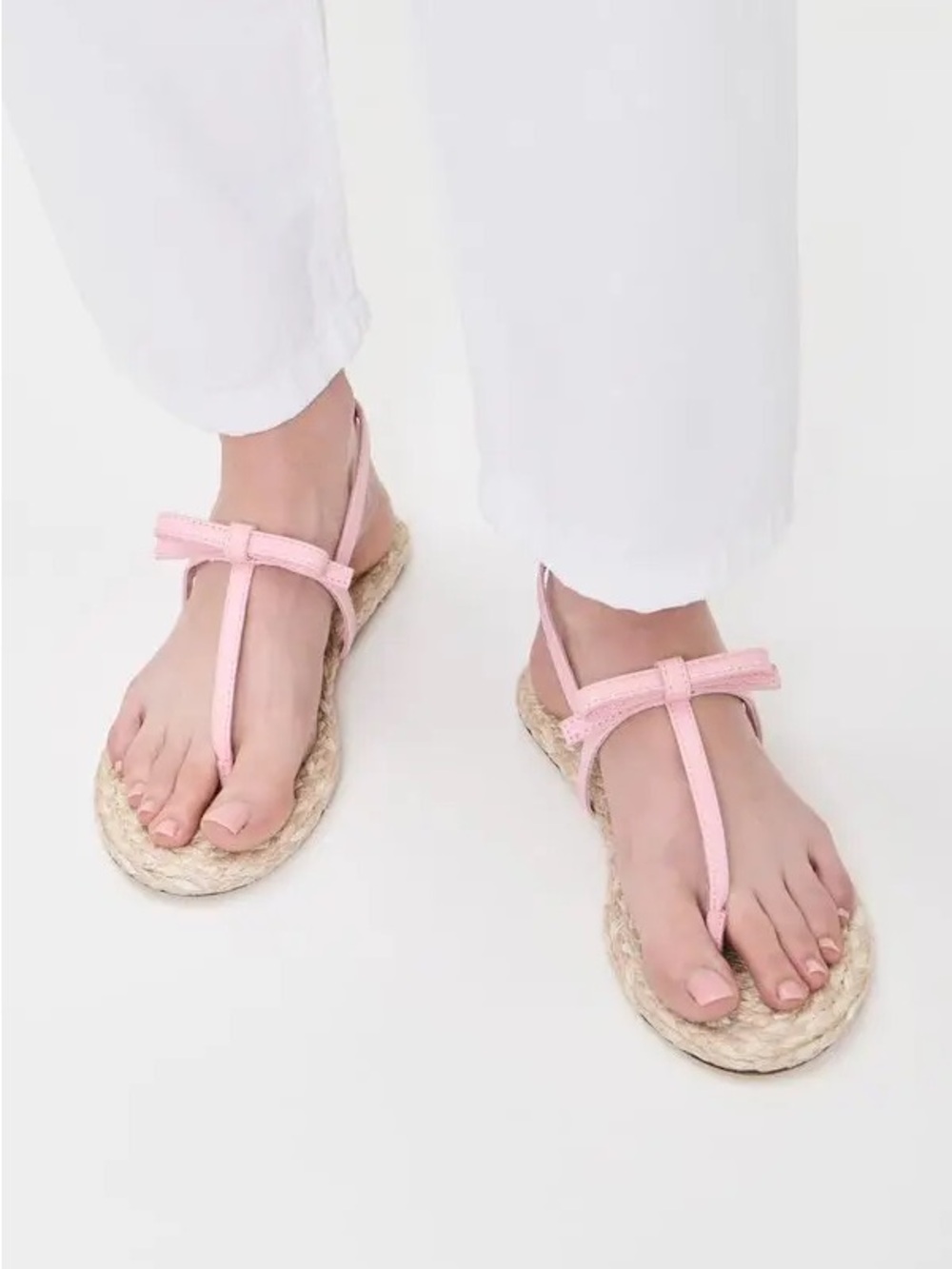 Stuart Weitzman Pink Espadrille Thong Sandals